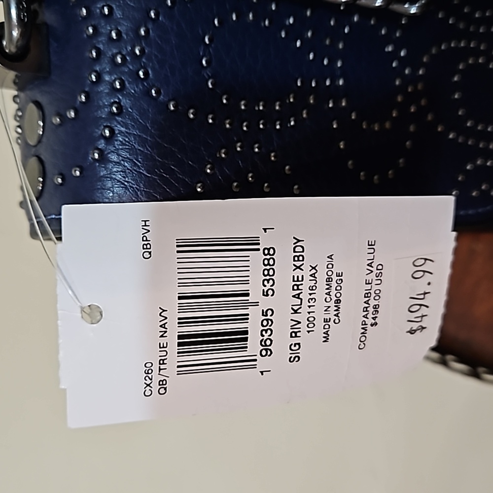 NWT COACH KLARE CROSSBODY SIGNATURE RIVET  TRUE NAVY STYLE CX260 SUEDE‎ LINING - Picture 7 of 16